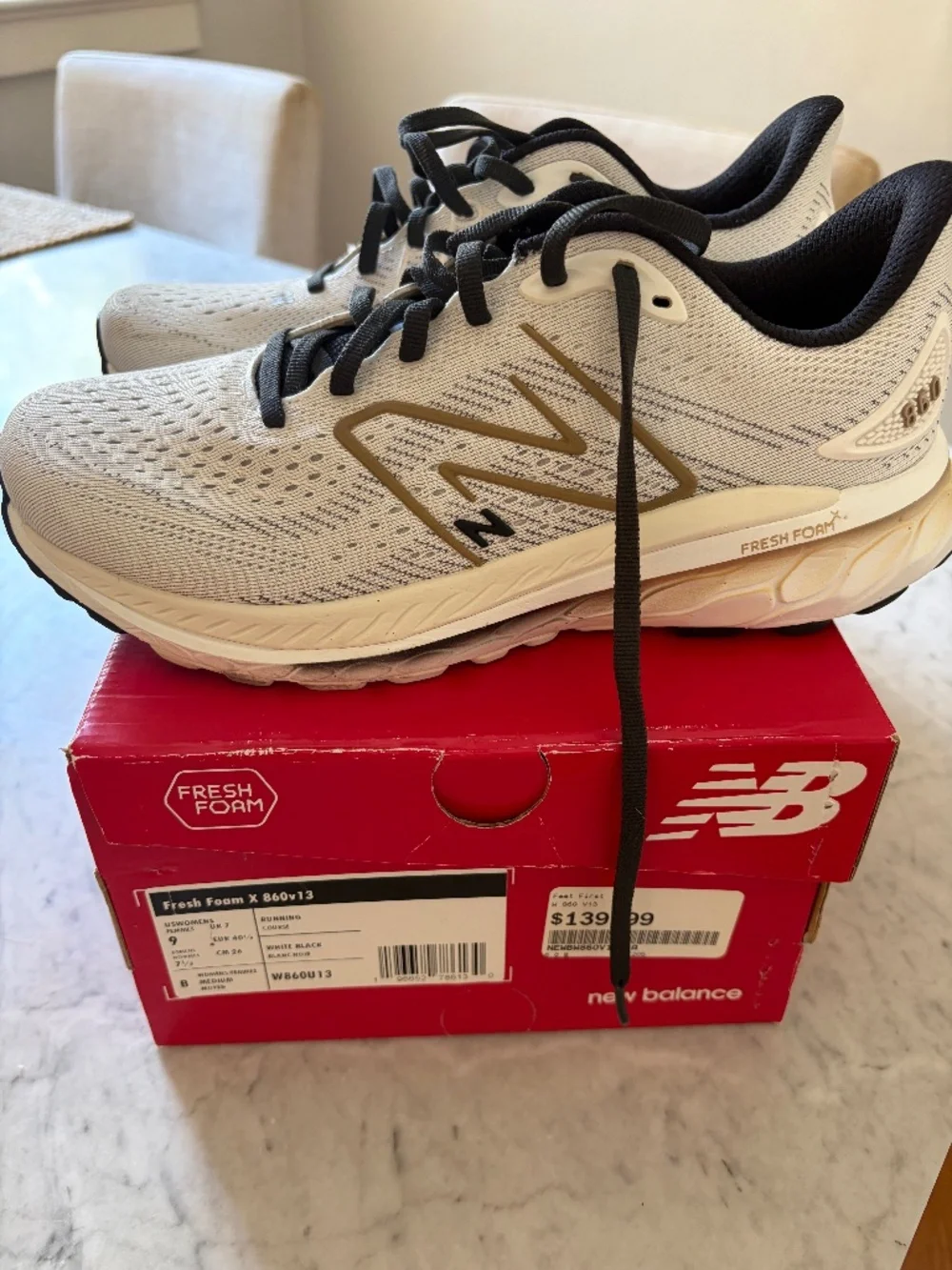 New Balance Fresh Foam X 860v13 Women’s Sz 9 White Black Running Shoes W860U13 +